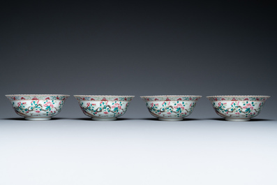 Four Chinese famille rose bowls for the Straits or Peranakan market, 19th C.