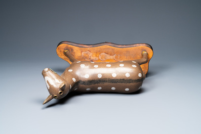 A Chinese cloisonn&eacute; model of a deer, 19/20th C.