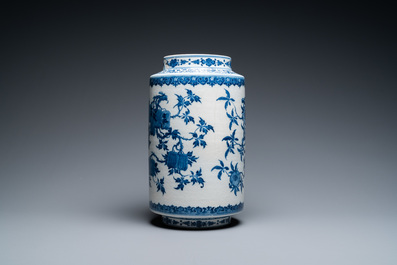 A Chinese blue and white soft paste 'sanduo' 'lantern' vase, Qianlong