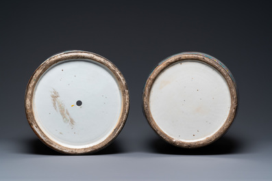 Two Chinese famille rose vases with phoenixes and pheasants, 19th C.