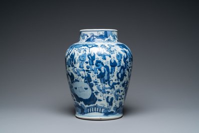 A Chinese blue and white '100 boys' vase, Kangxi