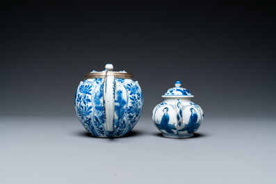 Two Chinese blue and white teapots and covers, Kangxi