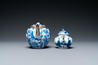 Two Chinese blue and white teapots and covers, Kangxi