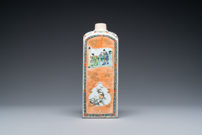 A Chinese square famille verte bottle, Kangxi