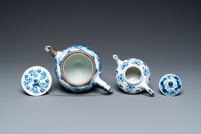 Two Chinese blue and white teapots and covers, Kangxi