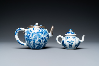 Two Chinese blue and white teapots and covers, Kangxi