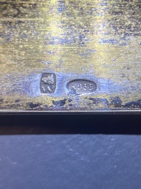 Three Chinese qianjiang cai plaques in a 'Wolfers' gilded silver tray, Republic