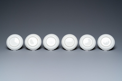 A Chinese famille rose 18-piece 'rabbit hunt' tea service, Qianlong