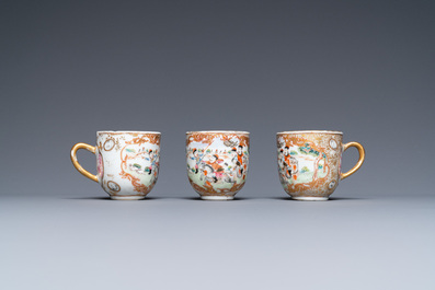 A Chinese famille rose 18-piece 'rabbit hunt' tea service, Qianlong