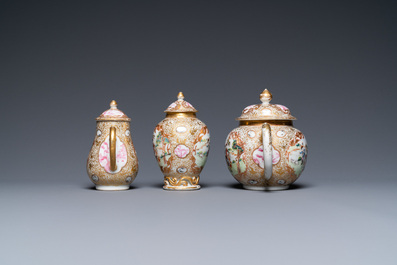 A Chinese famille rose 18-piece 'rabbit hunt' tea service, Qianlong