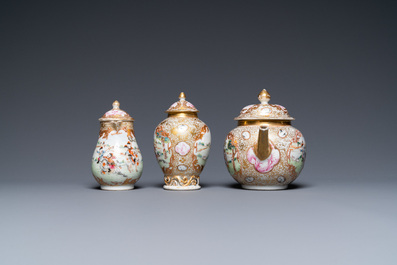 A Chinese famille rose 18-piece 'rabbit hunt' tea service, Qianlong