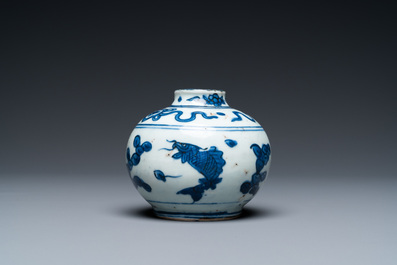 A Chinese blue and white 'carps' vase, Wanli