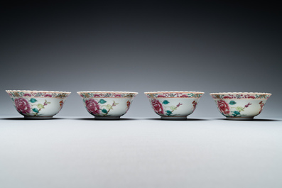 Vier Chinese famille rose kommen voor de Straits of Peranakan markt, 19e eeuw