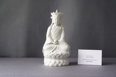 A Chinese blanc de Chine figure of Doumu, seal mark, 19/20th C.