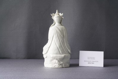 A Chinese blanc de Chine figure of Doumu, seal mark, 19/20th C.
