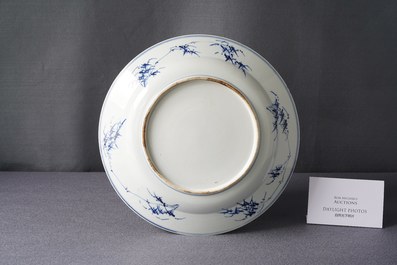 A Chinese blue and white 'musicians' dish, Kangxi