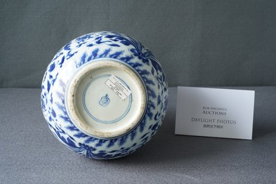 A Chinese blue and white bottle vase in Transitional style, Kangxi