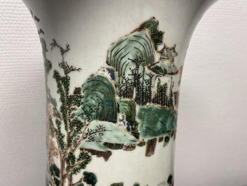 A Chinese famille verte 'yenyen' vase with a landscape, Kangxi