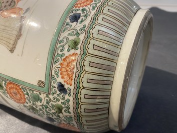 A fine Chinese famille verte rouleau vase, Kangxi