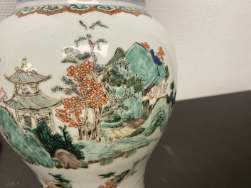A Chinese famille verte 'yenyen' vase with a landscape, Kangxi