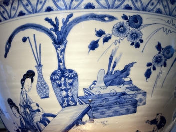 An exceptionally large Chinese blue and white bowl, Kangxi