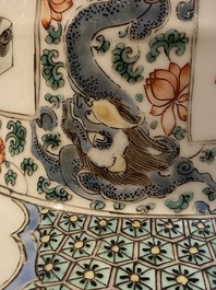 A fine Chinese famille verte rouleau vase, Kangxi