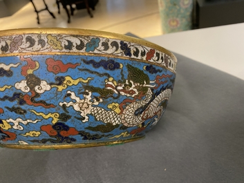 A Chinese cloisonn&eacute; 'dragon' bowl, Wanli mark but probably later