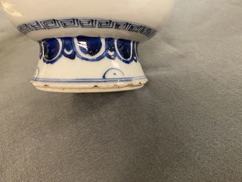 A pair of Chinese blue and white 'taotie' vases, Kangxi