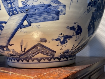 An exceptionally large Chinese blue and white bowl, Kangxi