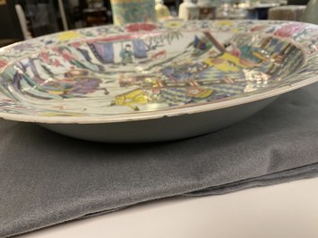 A large Chinese famille rose 'deer hunt' dish, Yongzheng