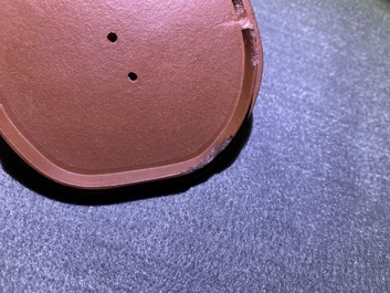 A Chinese Yixing stoneware two-spouted teapot with two compartments, Kangxi