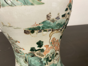 A Chinese famille verte 'yenyen' vase with a landscape, Kangxi
