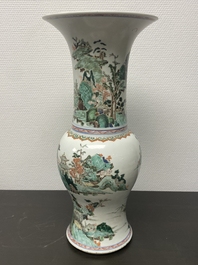 A Chinese famille verte 'yenyen' vase with a landscape, Kangxi