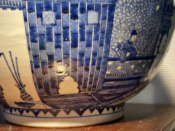 An exceptionally large Chinese blue and white bowl, Kangxi