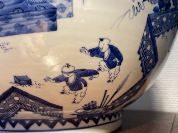 An exceptionally large Chinese blue and white bowl, Kangxi
