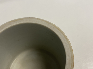 A Chinese famille rose 'erotical subject' brush pot, 1st half 19th C.