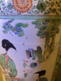 A fine Chinese famille verte rouleau vase, Kangxi