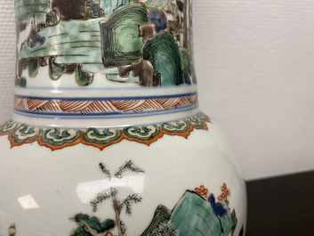 A Chinese famille verte 'yenyen' vase with a landscape, Kangxi