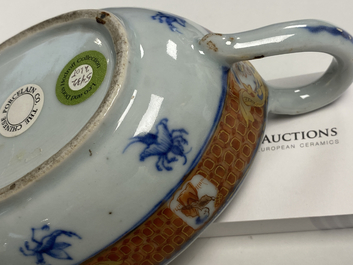 A Chinese Imari-style 'Dames au Parasol' sauceboat after Cornelis Pronk, Qianlong