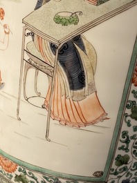 A fine Chinese famille verte rouleau vase, Kangxi