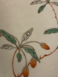 A Chinese famille verte celadon-glazed plate, Wanli mark, Kangxi/Yongzheng