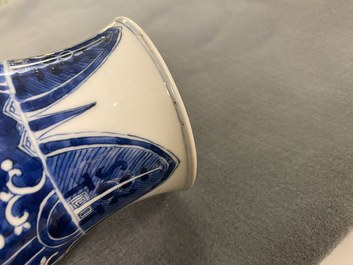 A pair of Chinese blue and white 'taotie' vases, Kangxi