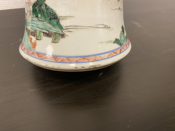A Chinese famille verte 'yenyen' vase with a landscape, Kangxi