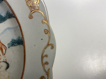 A Chinese famille rose export porcelain 'The judgement of Paris' plate, Qianlong
