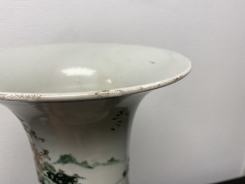 A Chinese famille verte 'yenyen' vase with a landscape, Kangxi