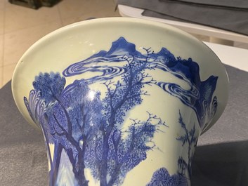 A Chinese blue and white 'gu' 'riders on horseback' vase, Kangxi