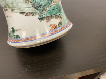 A Chinese famille verte 'yenyen' vase with a landscape, Kangxi