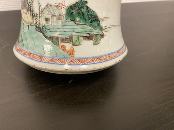 A Chinese famille verte 'yenyen' vase with a landscape, Kangxi