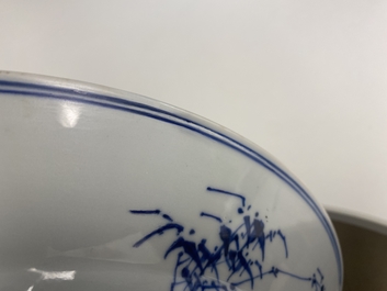 A Chinese blue and white 'musicians' dish, Kangxi