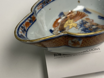 A Chinese Imari-style 'Dames au Parasol' sauceboat after Cornelis Pronk, Qianlong
